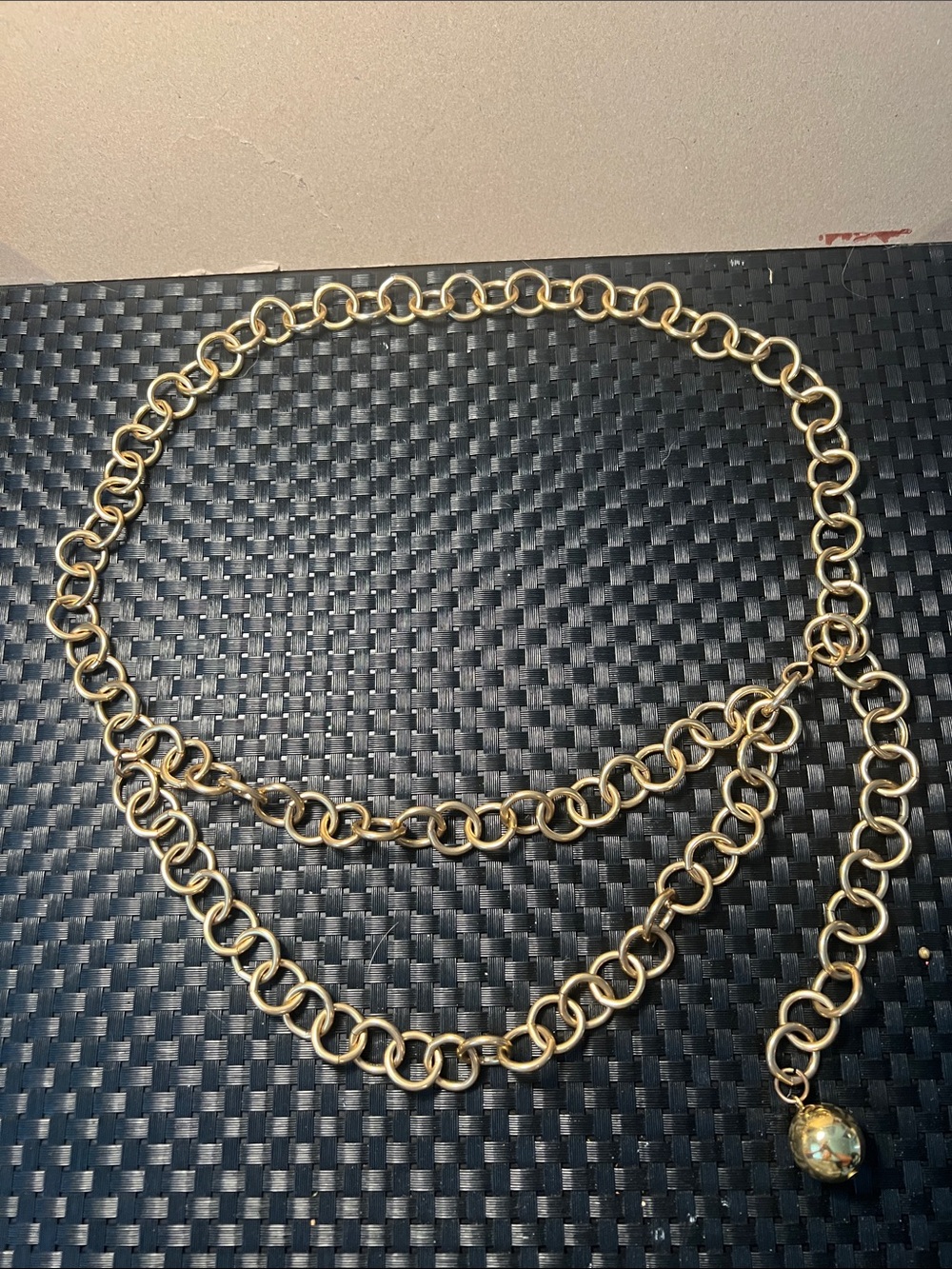 Gold Tone Double Chain Belt with Decorative Bead hook closure adjustable